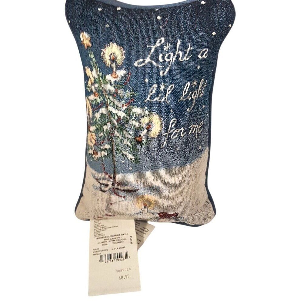 Vintage Goodwin Weavers Tapestry Throw Pillow Light a Lil Light Winter Holiday